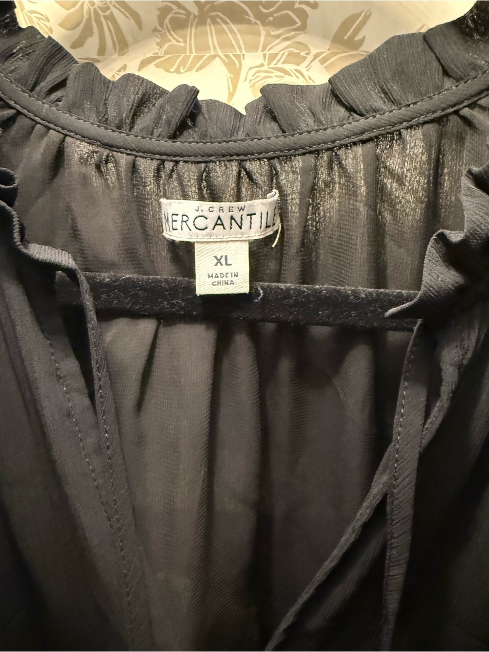 J.Crew Mercantile Black Sheer Smocked Waist Dress Size XL - Picture 4 of 4